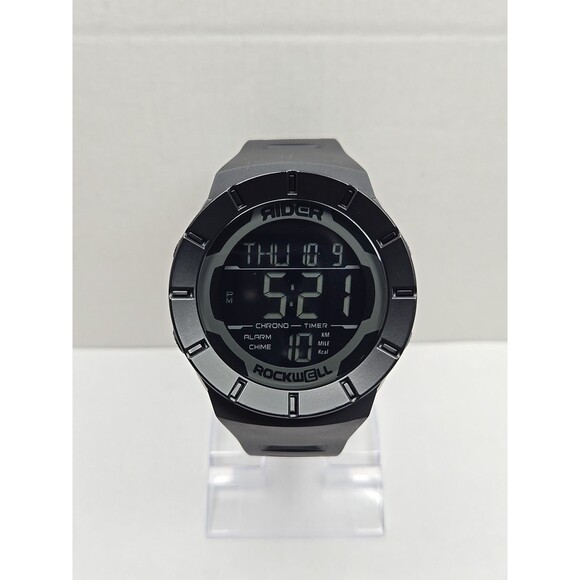 Rockwell Rider Coliseum Digital Black 48mm Chrono Timer Alarm 100M New Battery - Picture 1 of 11